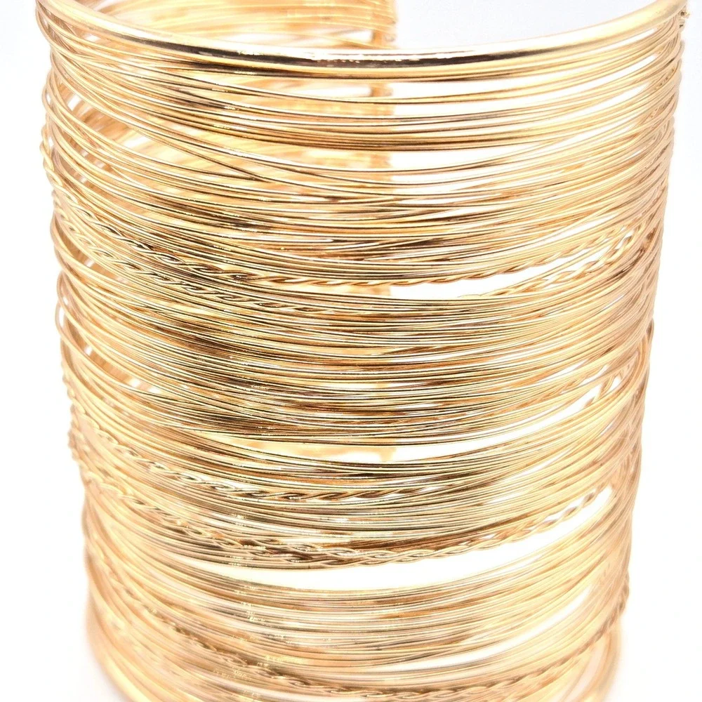 Gold Multi-Wire Cuff Bracelet - Women Jewelry - Picture 4 of 5